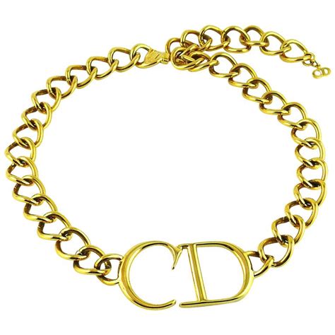 christian dior gold cd necklace|vintage Christian Dior cd necklace.